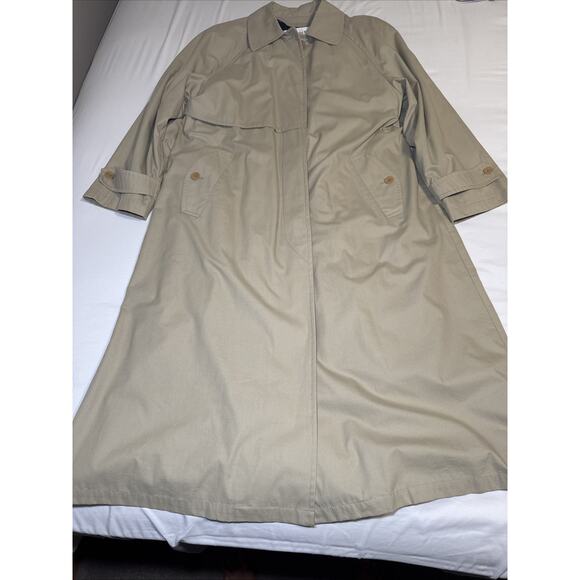 Towne by London Fog Beige Tan Trench Coat Long Line Womens 12 Removable Lining - Picture 1 of 16